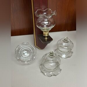 Vintage Home Interiors Fluted style Clear Glass Pegs Cups for candleholders